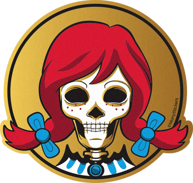 Wendigo Fast Food Skull Sticker, Eat Fast Die Young 2.7x3" - 1