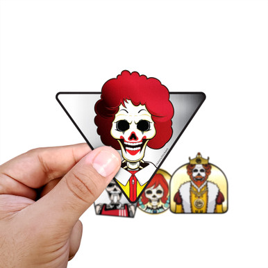 R. McDeath Fast Food Skull Sticker, Eat Fast Die Young, 3x3" - 3