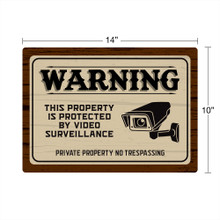 No Trespassing Wooden Grain Sticker measurement size
