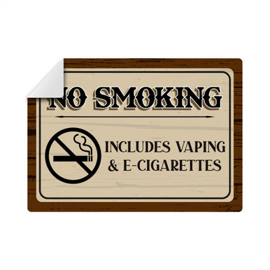No Smoking Vinyl Sticker Sign - Wood Grain, 14x10" - 4