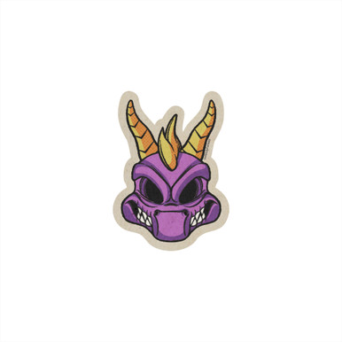 Retro Newsprint Video Game Inspired Spyro Skull, 2x3" - 1