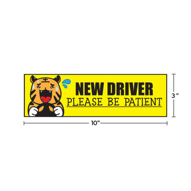 New Driver Nervous Tiger Bumper Sticker, 10x3" - 2