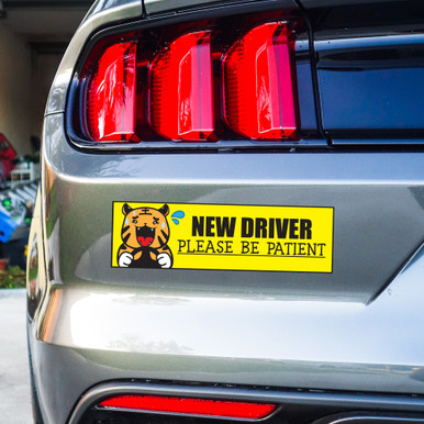 New Driver Nervous Tiger Bumper Sticker, 10x3" - 3