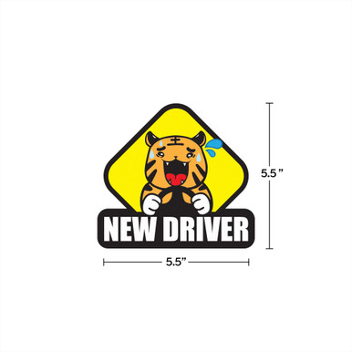 New Driver Nervous Tiger Car Window Sticker, 5.5" - 4