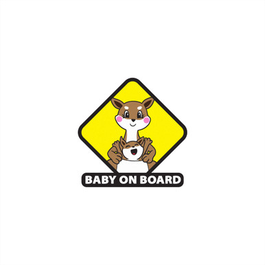 Cute Kangaroo Baby On Board Car Window Sticker, 5.5" - 1