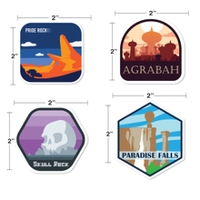 Popular Movies Destination Sticker 4-Pack measurements