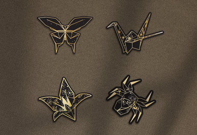 Origami Brushed Gold Stickers 4 Pack - 3