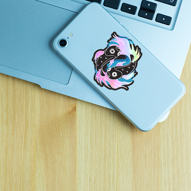 Holographic Butterfly Koi Fish Stickers, 3" - 3