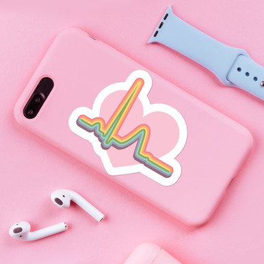 LGBTQ Gay Pride Heartbeat EKG Stickers - 4