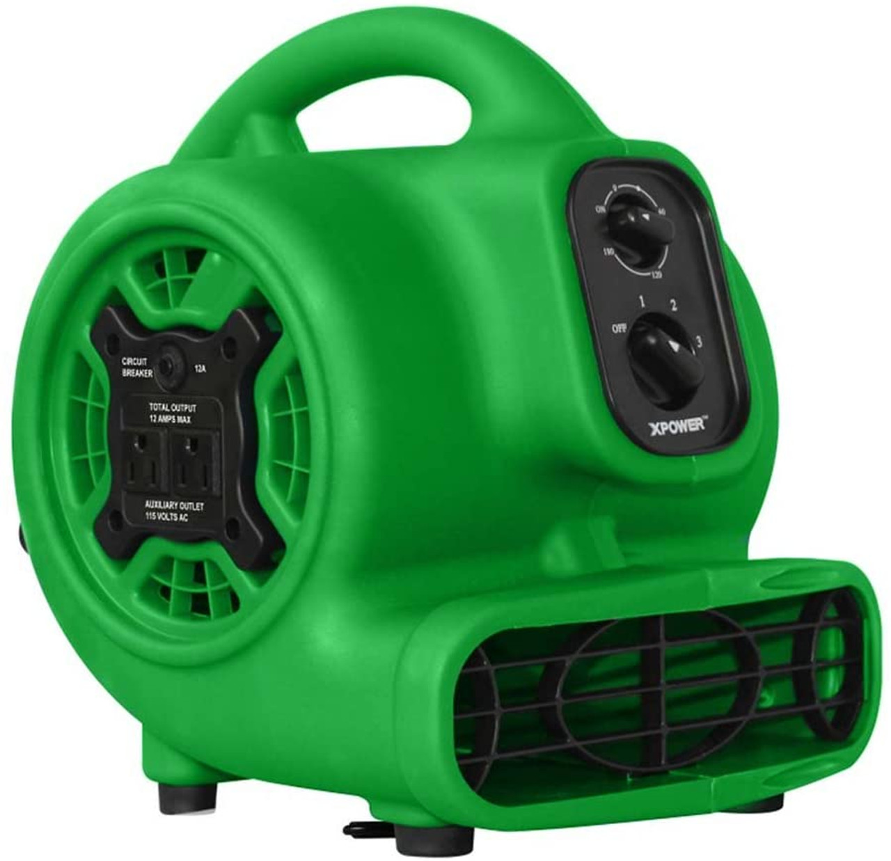 XPOWER P-230AT 1/4 HP Mini Air Mover Built-in power for daisy chain green