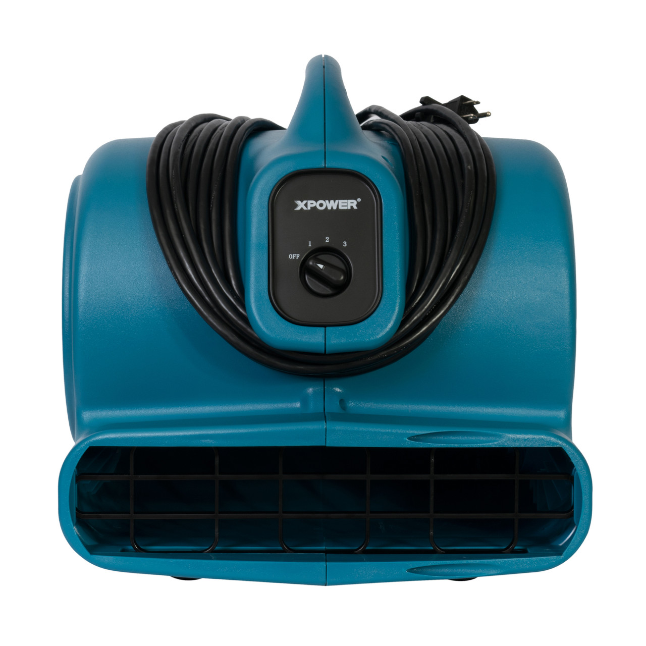 XPOWER P-600A - XPOWER P-600A 1/3 HP Large Industrial Floor Fan, Air Mover with Build-in Power Outlets FRONT