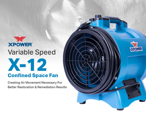 XPOWER X-12 Industrial Confined Space Fan (1/2 HP) FRONT ANGLE new