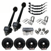 All-in-one 20K capacity Carter Tandem Trailer Axle Kit, displaying axles, tires, wheels, and all necessary hardware, exemplifying a comprehensive solution for trailer enthusiasts seeking a Dexter axle alternative.