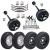 3.5K Tandem dexter trailer axle kit with choice of tire wheel combos - 2 brake axles 7 k gvwr