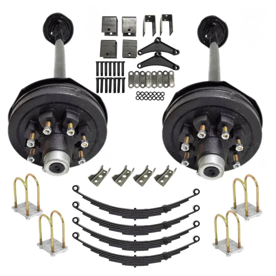 7K Trailer Axle Kit - Double Eye Springs, U-Bolts & Fully Assembled Axle