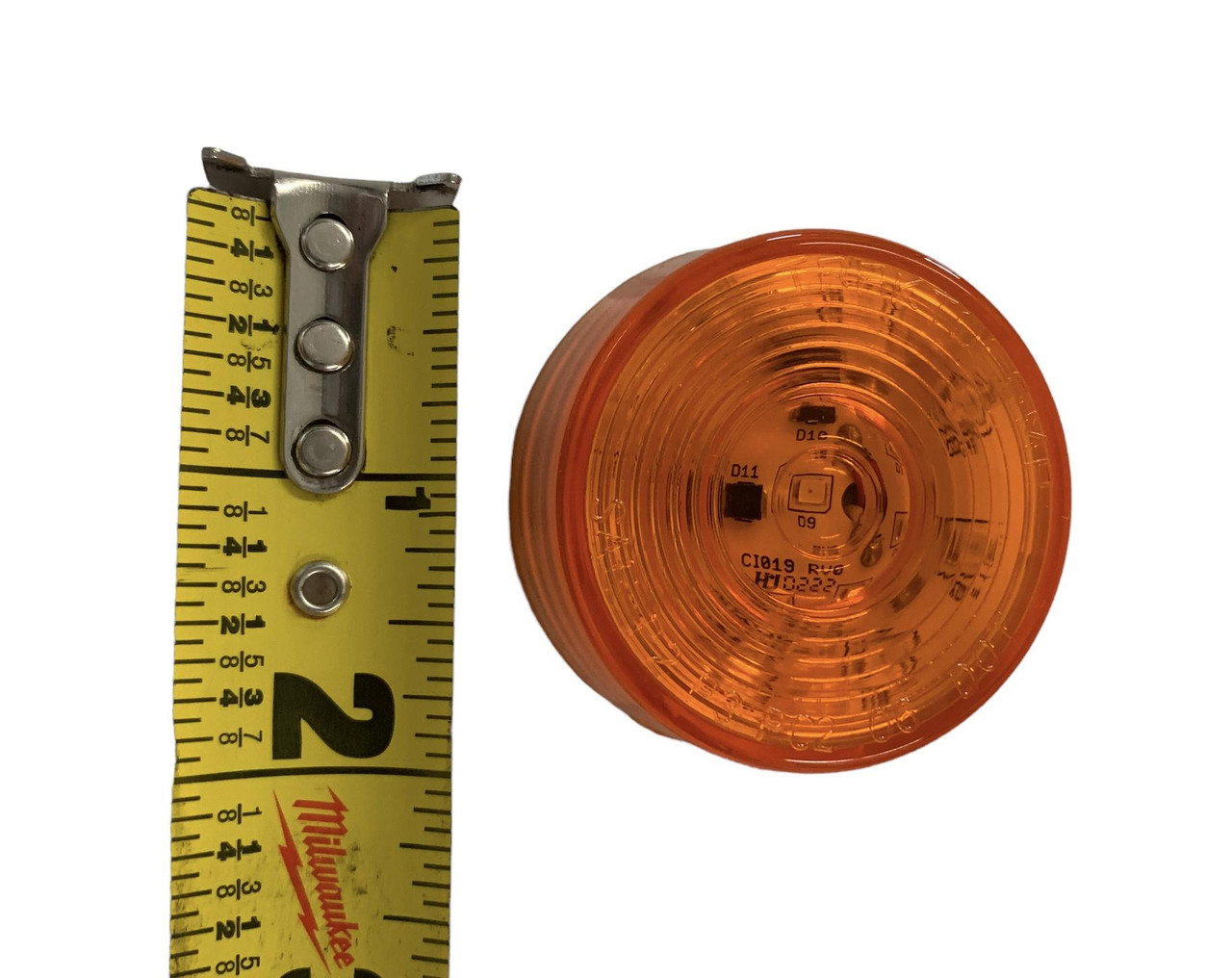 2" Round Amber 9 LED Marker Light w/ Rubber Grommet 2 Prong Plug