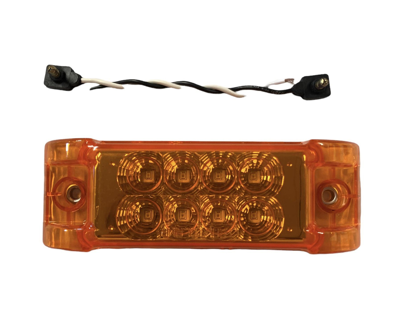 6" x 2" Rectangular Amber 8-LED Optics Lens w/ Reflex Light & 2 1 Prong Plugs