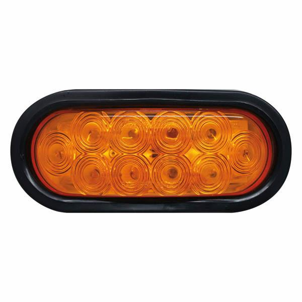 6" Oval Amber 10 LED Turn Emergency Strobe w/ Rubber Grommet 3 Prong