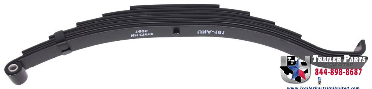 Slipper Spring, 4000lb, 6 Leaf, 29 1/2", 2" Wide. interchangeable part #s: E5115, 4361-40, 3.5" arch. 6 Leaf 2" Wide Slipper Spring 4k Cap. 29-1/2" I to End (8k Axles) E5115. SPRING, SLIPPER, 2", 4K,  6 Leaf, 29.5" I to End, 3.5" Arch, .5625" Eye (E5115)