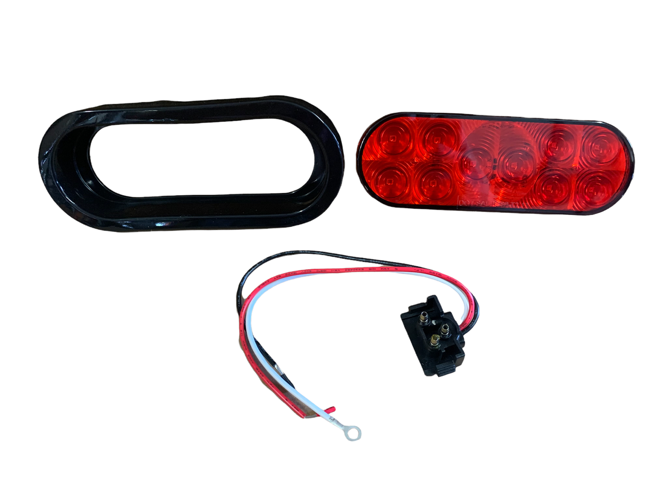 6'' Oval Red 10 LED Stop, Turn, Tail Light w/ 3 Prong Plug & Rubber Grommet (TPU5611)