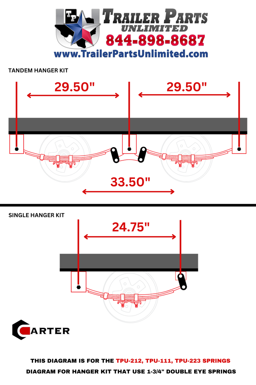 HANGER KIT DIAGRAM FOR TRAILER DOUBLE EYE LEAF SPRINGS