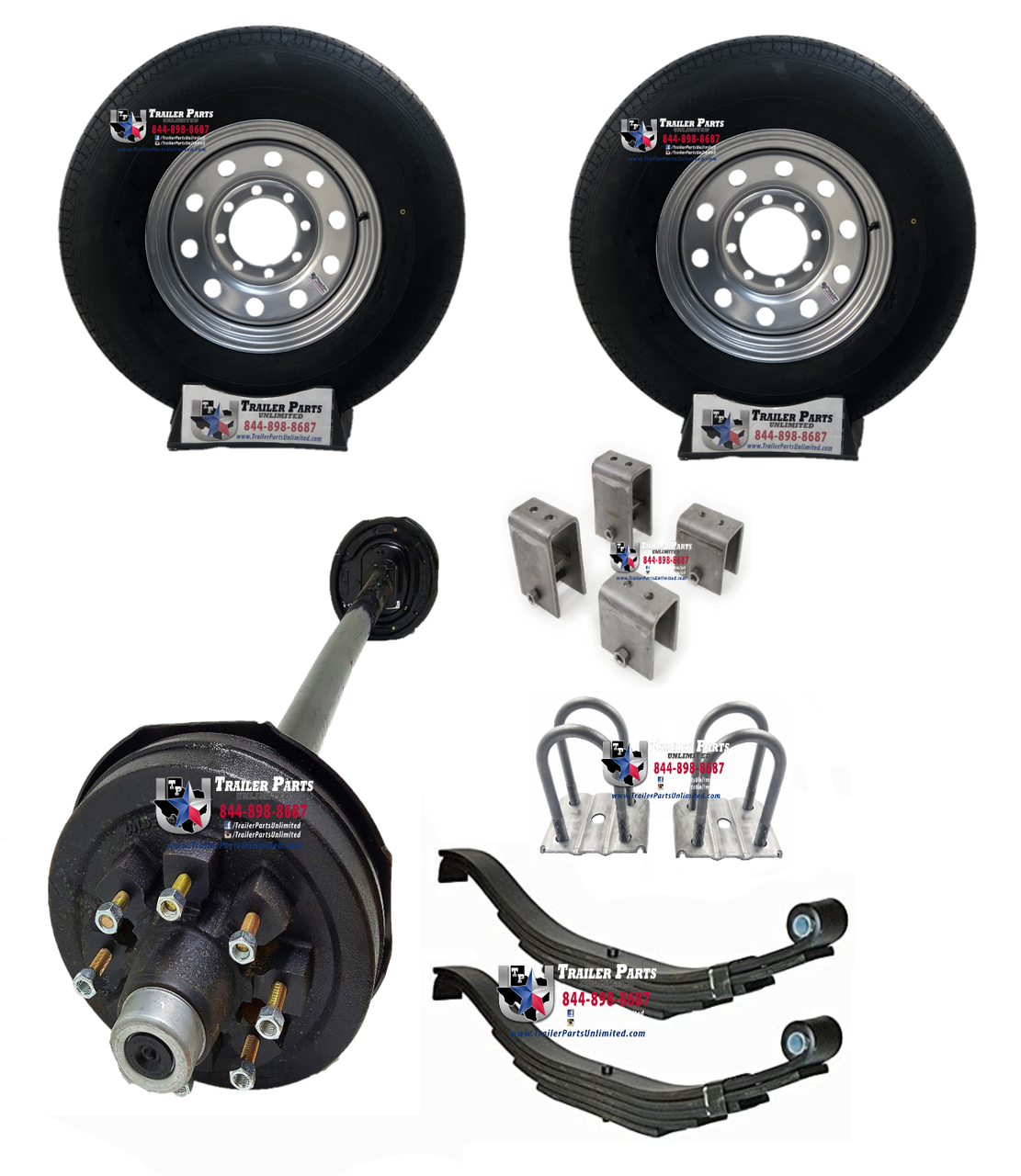 7k Brake Axle Kit w/ 16" 10Ply Tires and Silver Mod Wheels