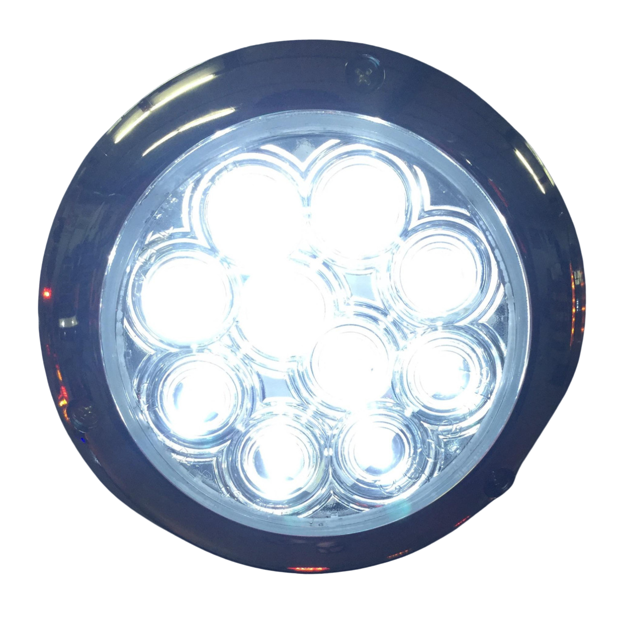 4" Round Clear 10 LED Reverse Back Up Surface Mount w/ Chrome Bezel & Direct Pigtail