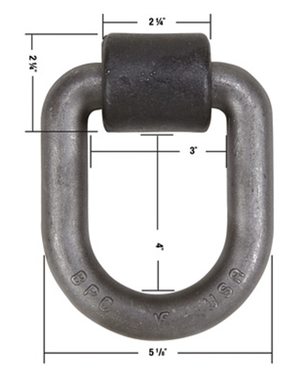 1" Dia. Forged D-Ring w/ Weld on Bracket 4" x 3" ID x 1" Dia. 46.7k Cap.