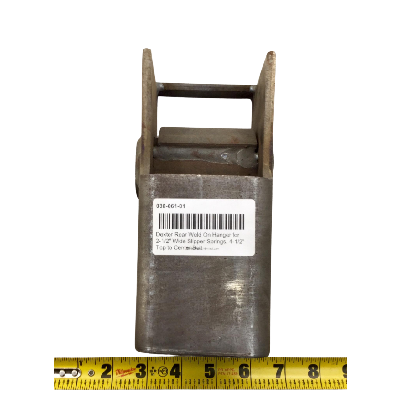 Dexter Rear Weld On Hanger for 2-1/2" Wide Slipper Springs, 4-1/2" Top to Center Bolt - 030-061-01