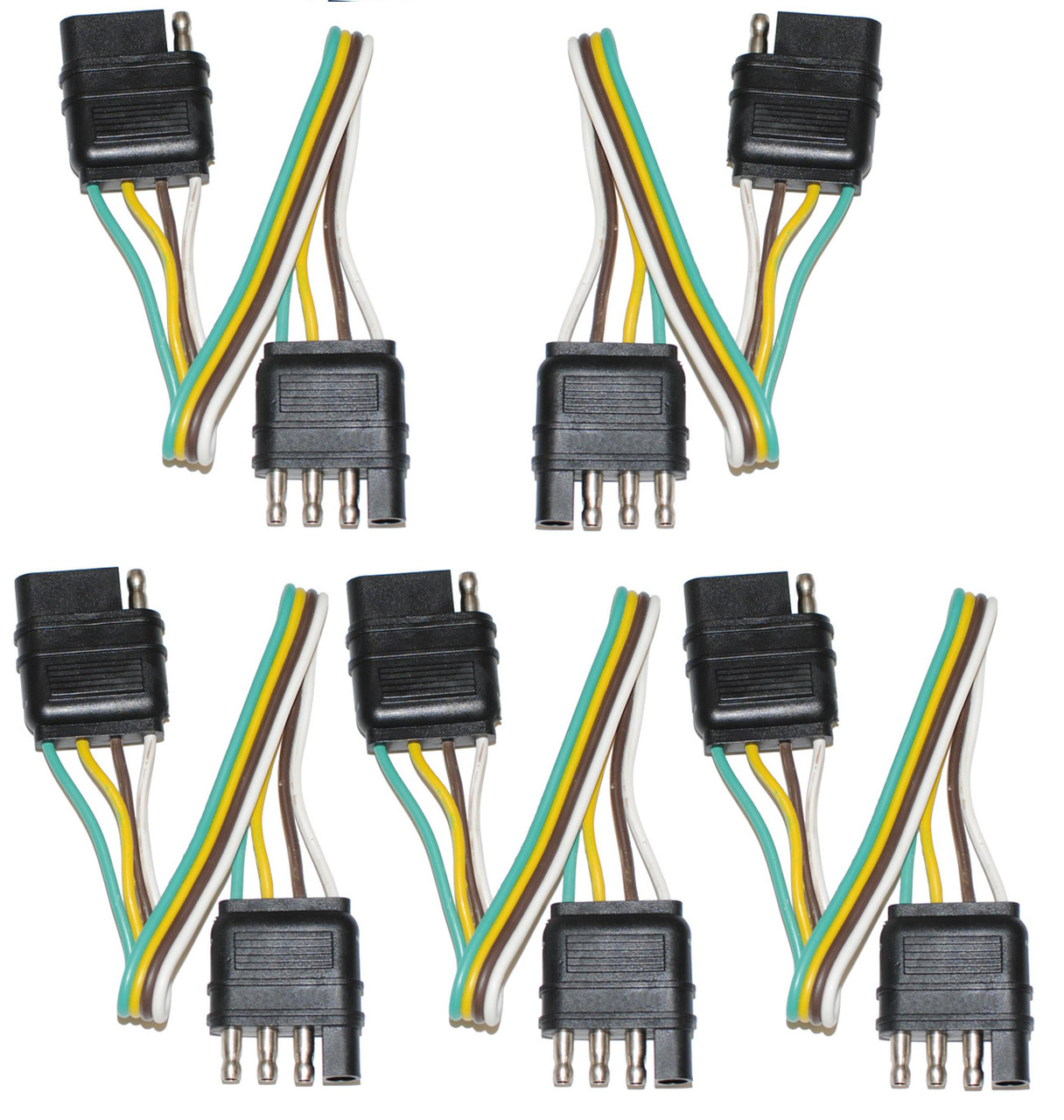 4-Way Flat Plug Male And Female Ends w/ 12" Wire Harness Extension J-4112-WH