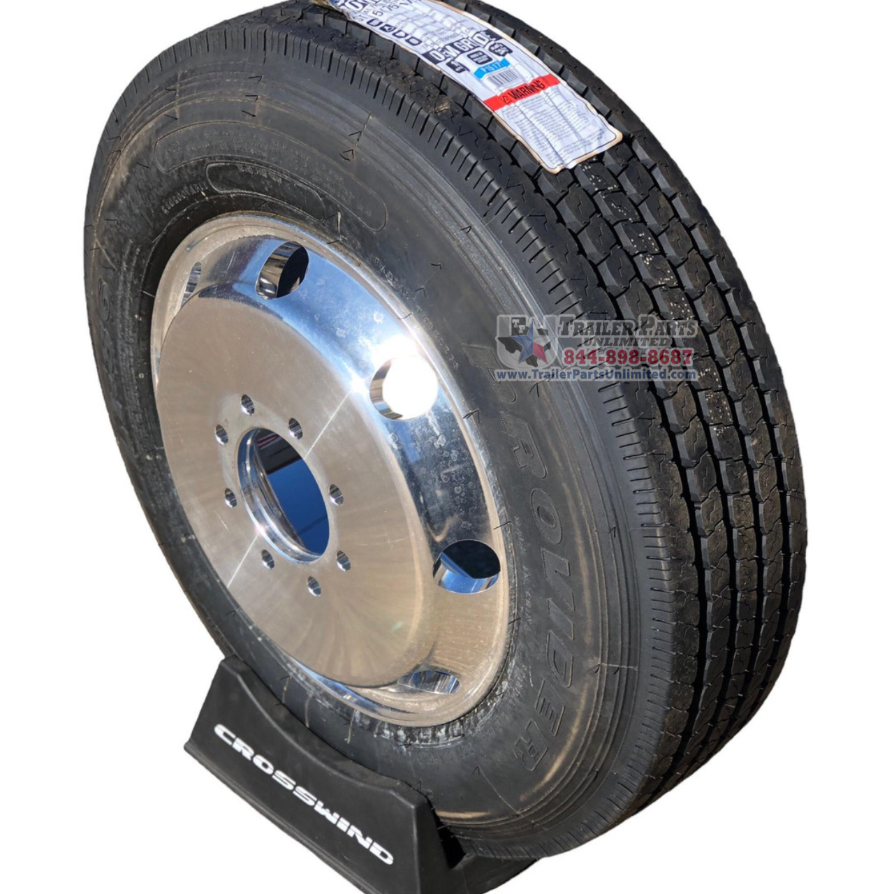 215/75R17.5 16-Ply Provider All Steel Tire on Polished Aluminum Dual Wheel 8x6.5"