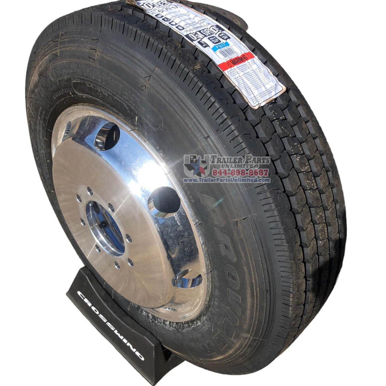 215/75R17.5 16-Ply Provider All Steel Tire on Polished Aluminum Dual Wheel 8x6.5"