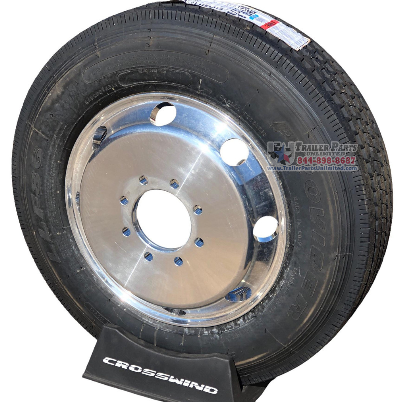 215/75R17.5 16-Ply Provider All Steel Tire on Polished Aluminum Dual Wheel 8x6.5"