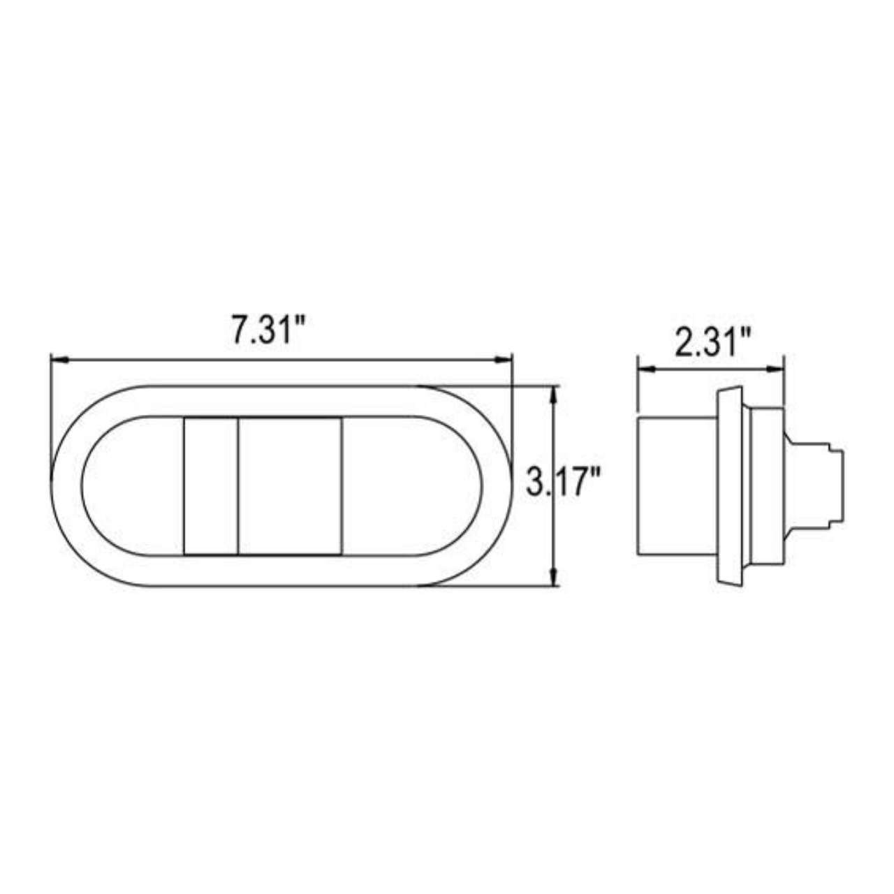 6" Oval Amber 16 LED Turn, Tail Humpback Light w/ Rubber Grommet 3 Prong Plug