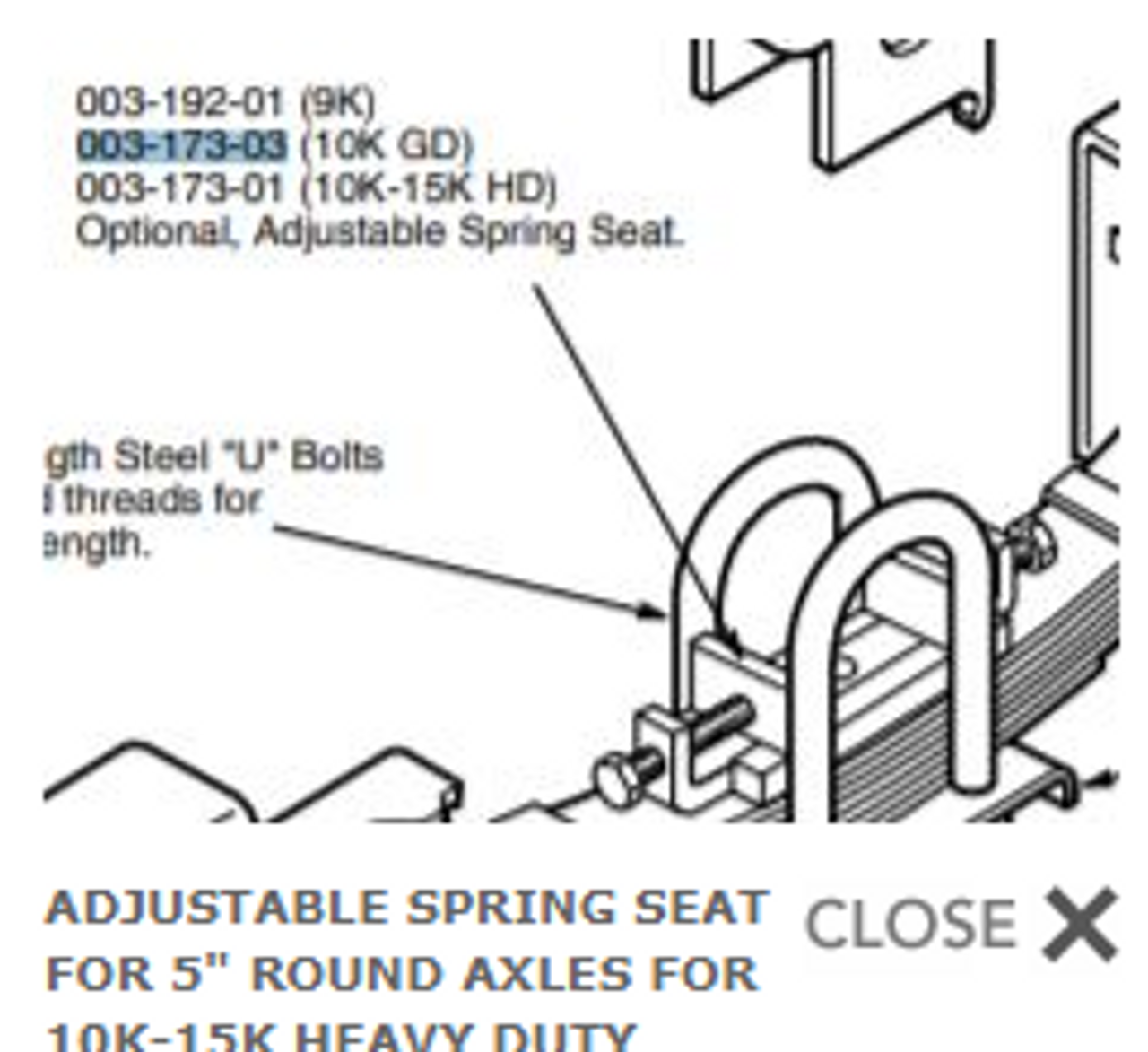 adjustable spring pad for 10k axles