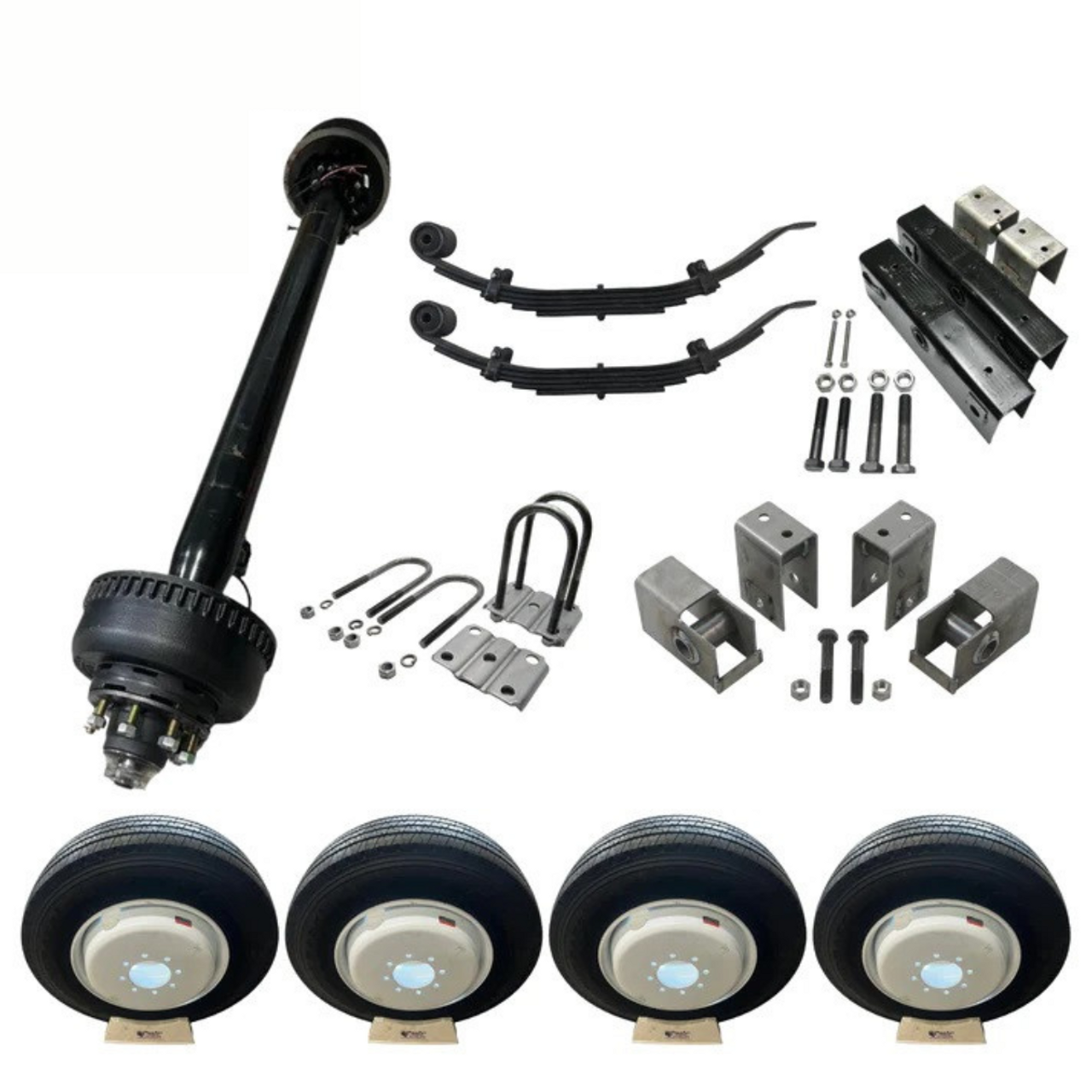 10,000 lb Carter Single Trailer Axle Tire Wheel Kit - 17.5" White Duals 10,000 lb Carter Single Trailer Axle Tire Wheel Kit - 17.5" White Duals