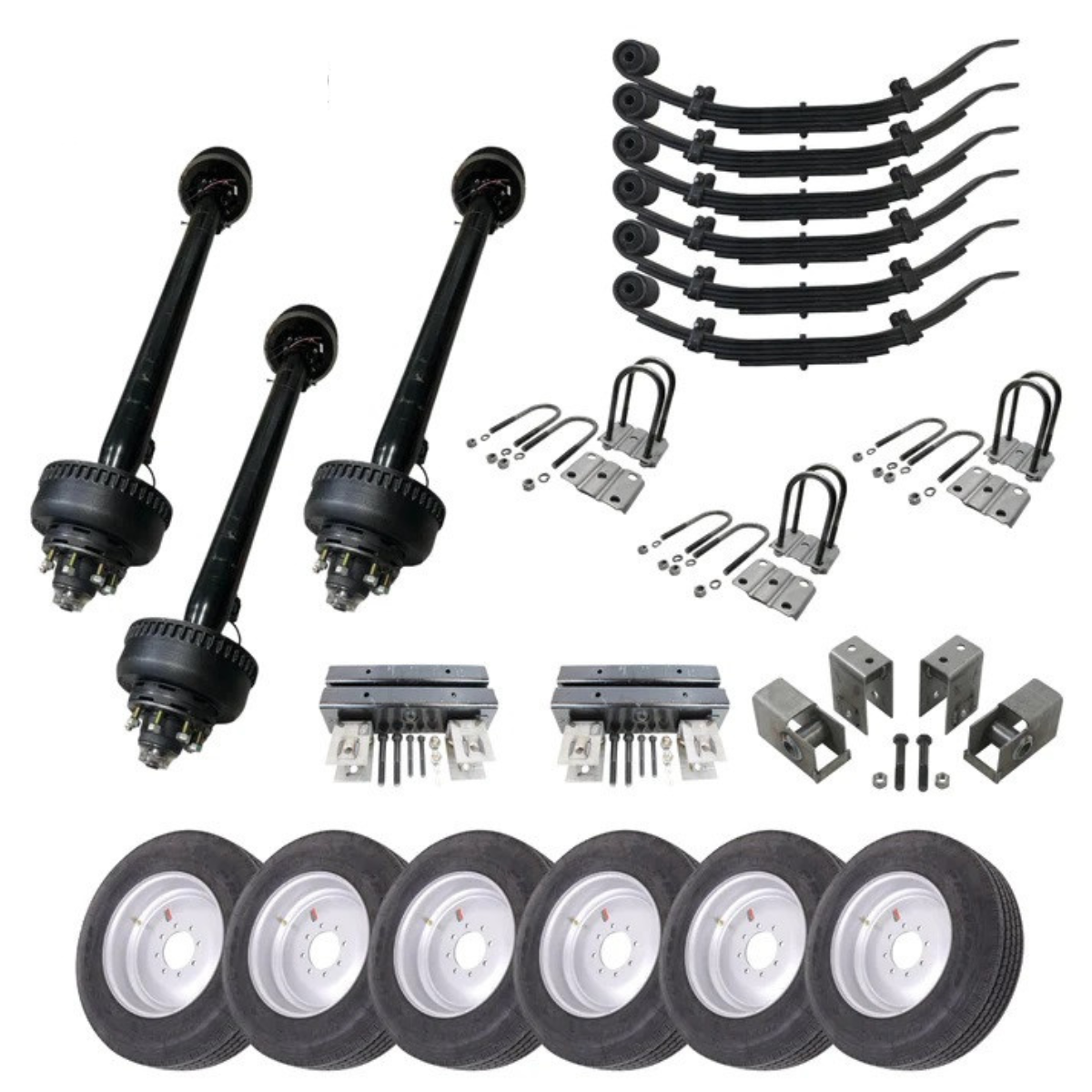 Detailed view of the 10k Carter Triple Trailer Axle, highlighting its durable construction and compatibility with 17.5" super single wheels