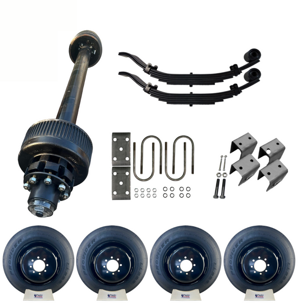Carter 12K Single Axle Kit w/ 17.5" Black Dual Tires – Heavy-Duty Upgrade