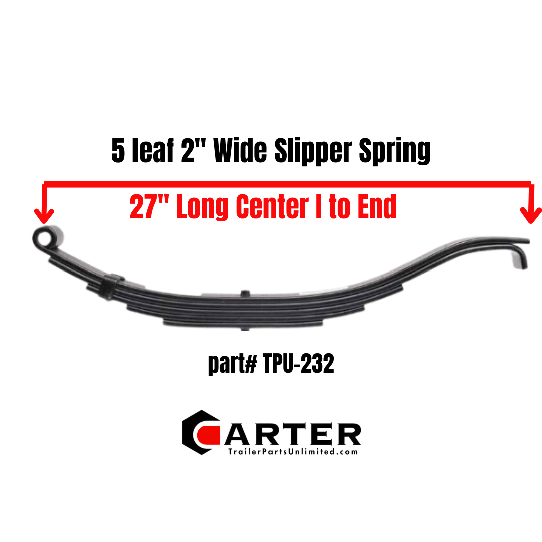 TPU-232 leaf spring | 5 leaf slipper spring 2 inch wide 27" long i to end