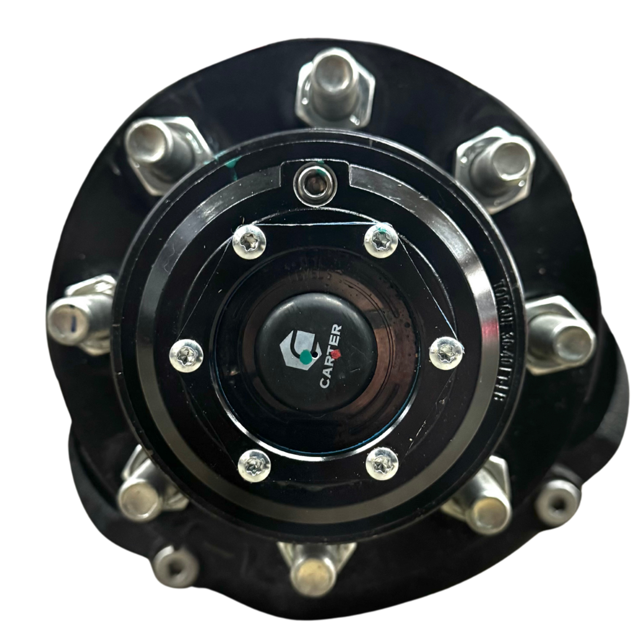 Heavy-duty hydraulic disc brake assembly close-up, emphasizing the robust braking mechanism and reliability