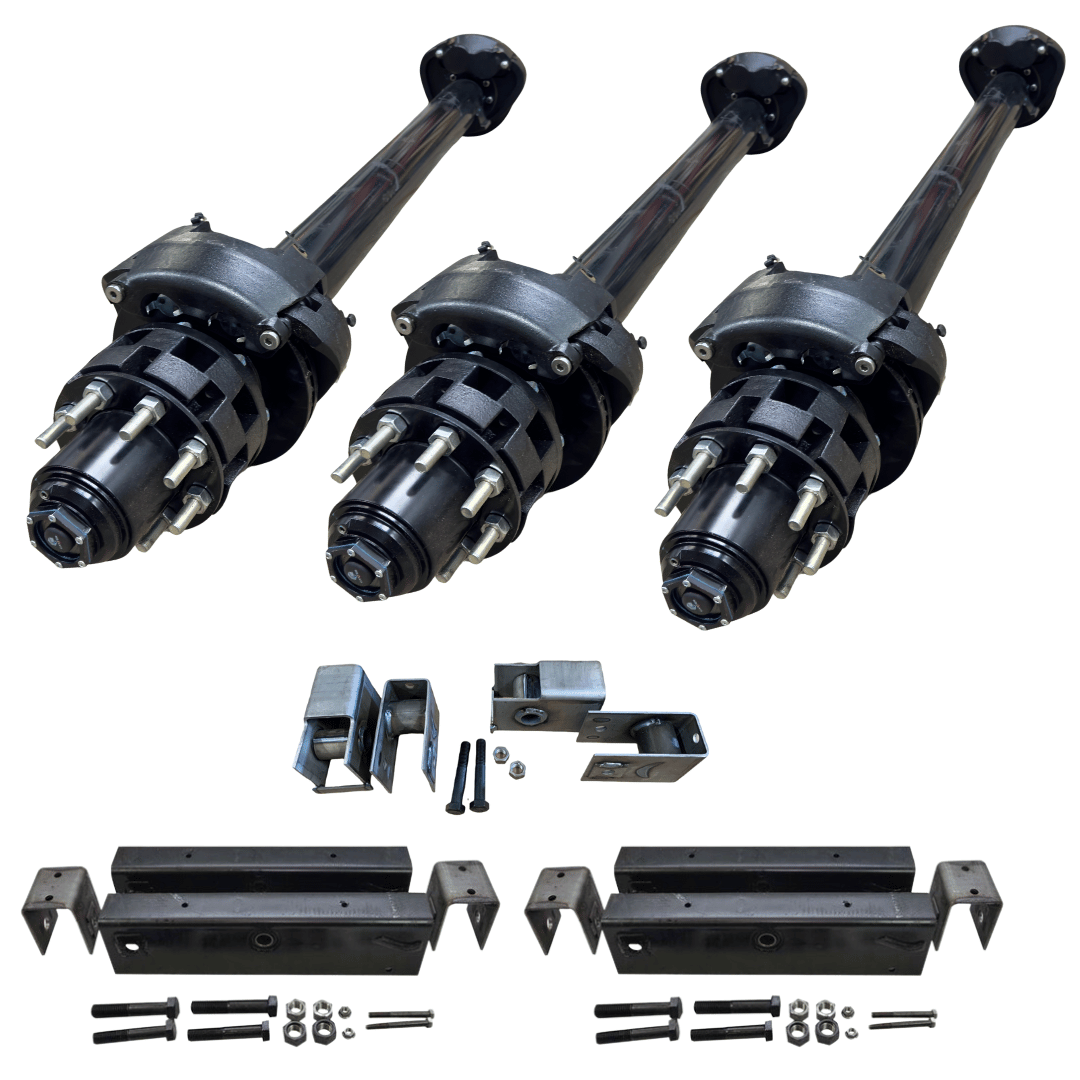 36,000 lb capacity triple axle kit with precision hydraulic disc brakes—designed to outlast and outperform Dexter and Lippert axles