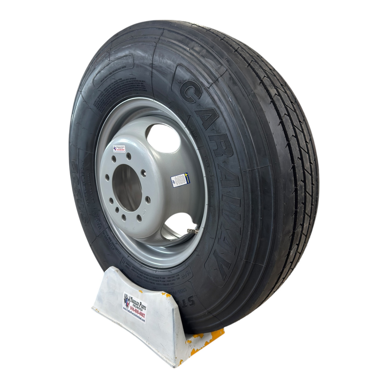 ST235/85R16 16-Ply All Steel Trailer Tire On Silver Dual Wheel 8x6