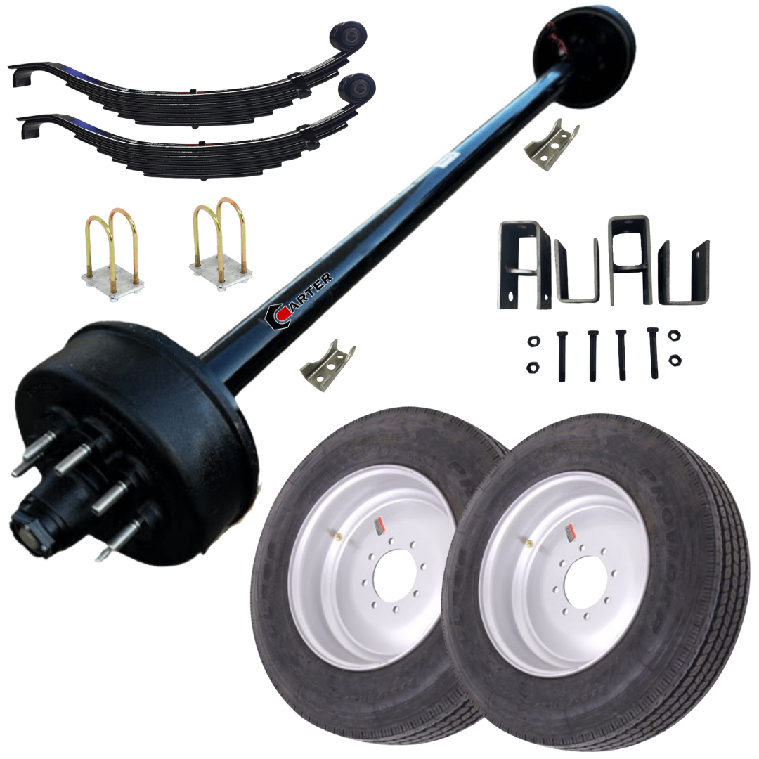 heavy duty 8k single trailer axle kit with 17.5 tire and wheel combos
