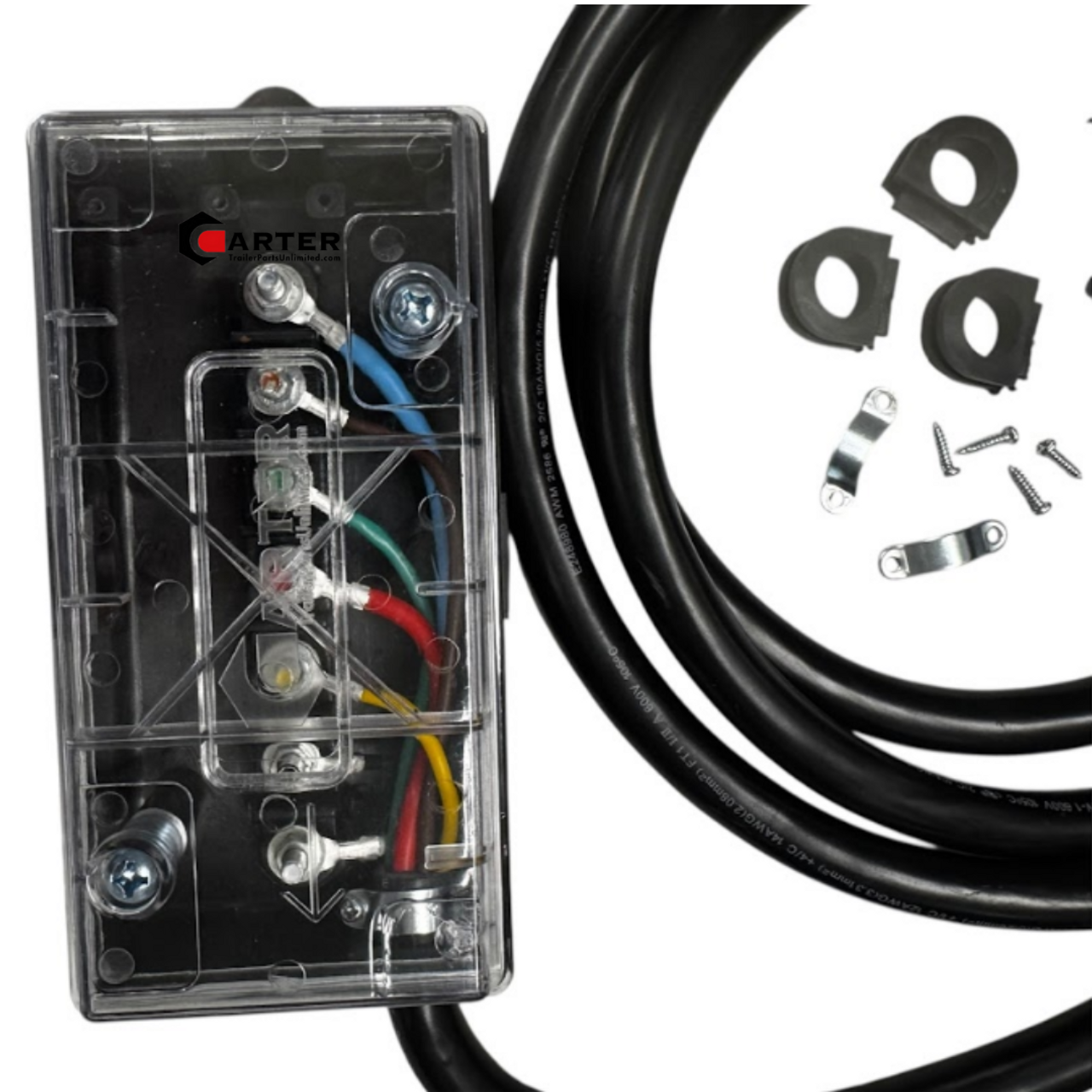 7-Pin Trailer Plug with Junction Box – 10 Foot Wire Harness | Transparent Cover 