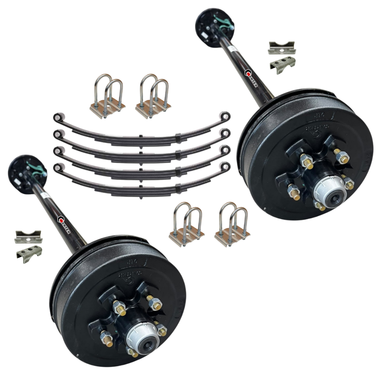 3.5k Tandem Trailer Axle Kit 7k GVWR - 2 Brake Axles 5 lug