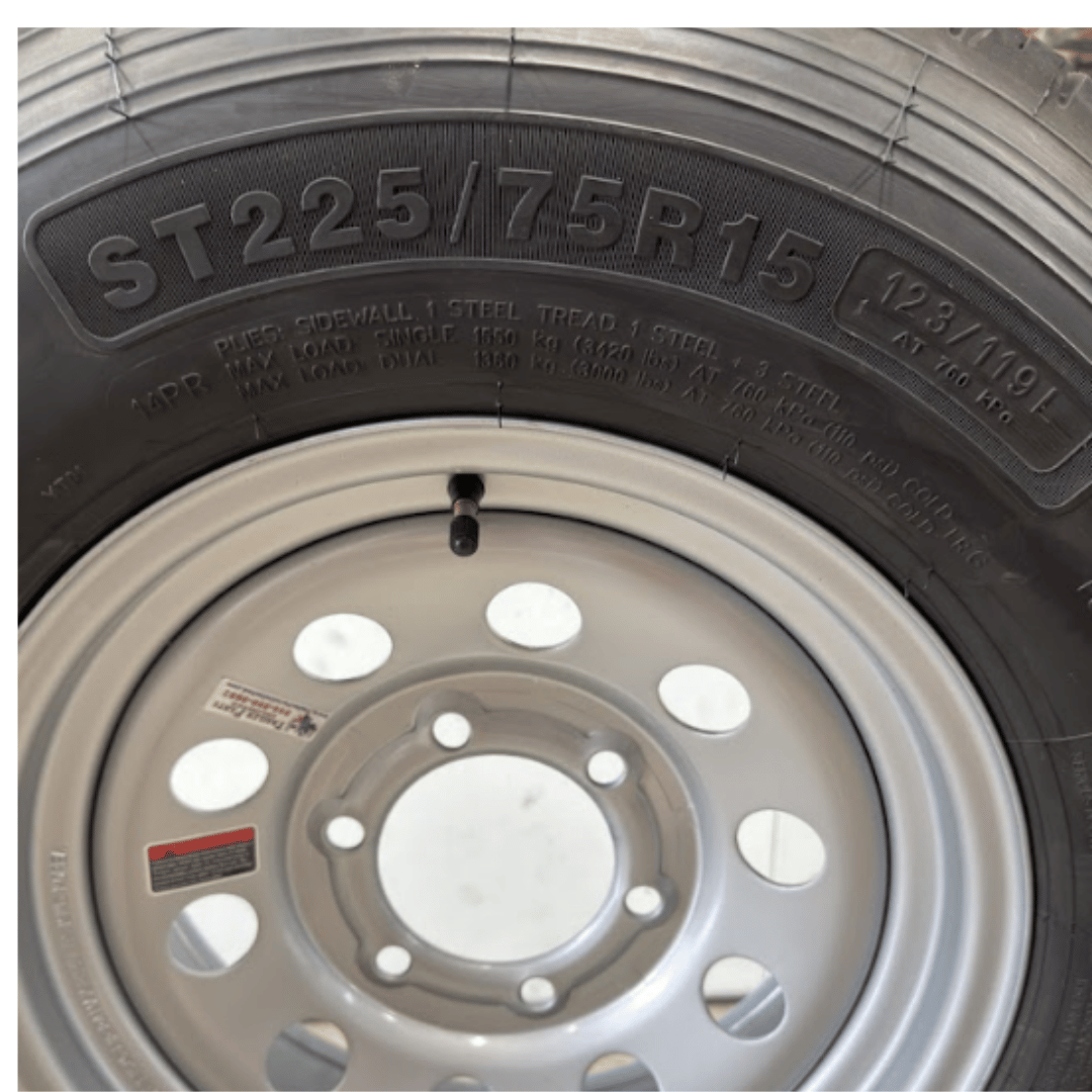 heavy duty 15" 14ply trailer tire on rim 6x5.5