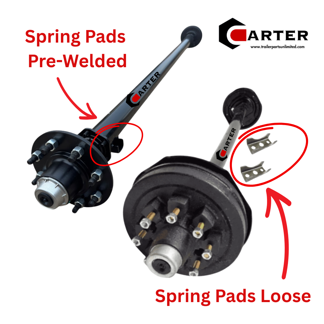 spring perch seats welded on trailer axle vs not welded on axle