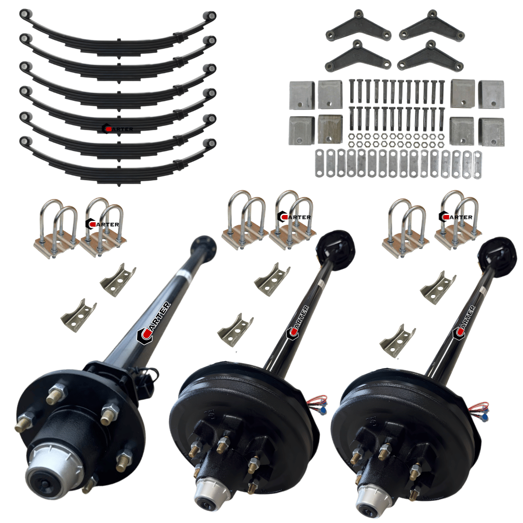 lippert trailer axle kit | triple trailer axle kit 6 lug. 2 brakes and one idler axles carter. complete diy trailer kit