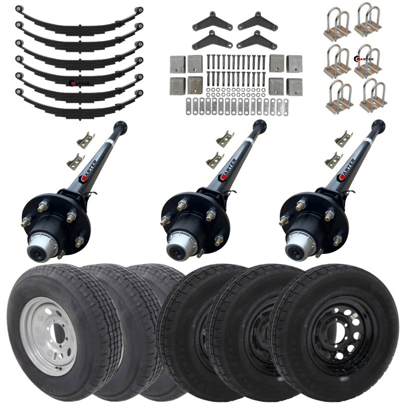 6k light duty triple trailer axle kit 18k GVWR with trailer tire wheel combos 6 lug