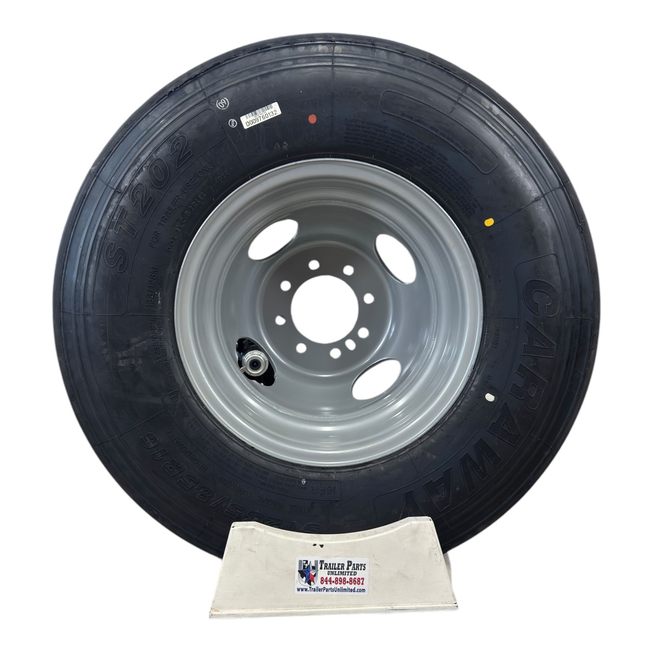 ST235/85R16 16-Ply All Steel Trailer Tire On Silver Dual Wheel 8x6.5" - Hub Piloted 